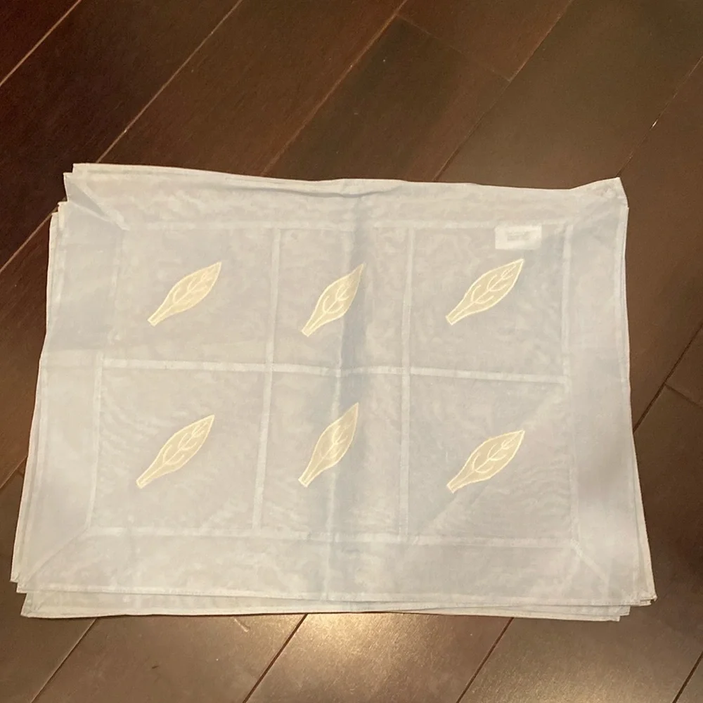 Crate&Barrel Floating Leaves light blue placemats
